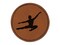Male Ballet Dancer Jumping Man Boy Round Iron-On Engraved Faux Leather Patch Applique - 2.5"